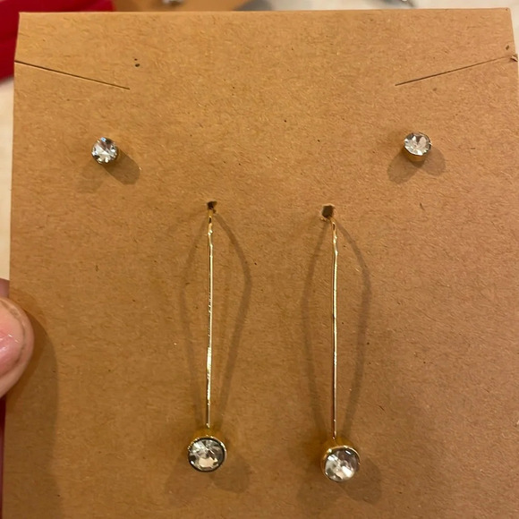 Earrings, Gold Tone, Bundle of 2, New - Picture 2 of 3